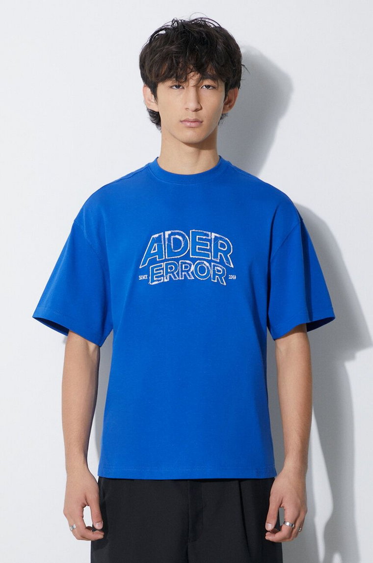 Ader Error t-shirt Edca Logo T-shirt męski kolor niebieski z aplikacją BMADFWTS0104