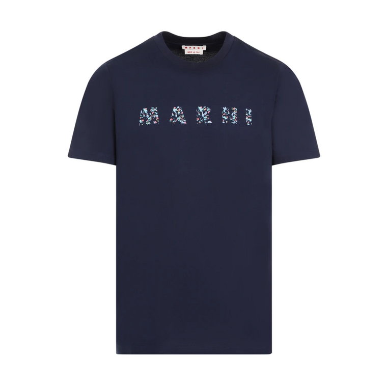 Niebieski T-shirt z bawełny Ss24 Marni