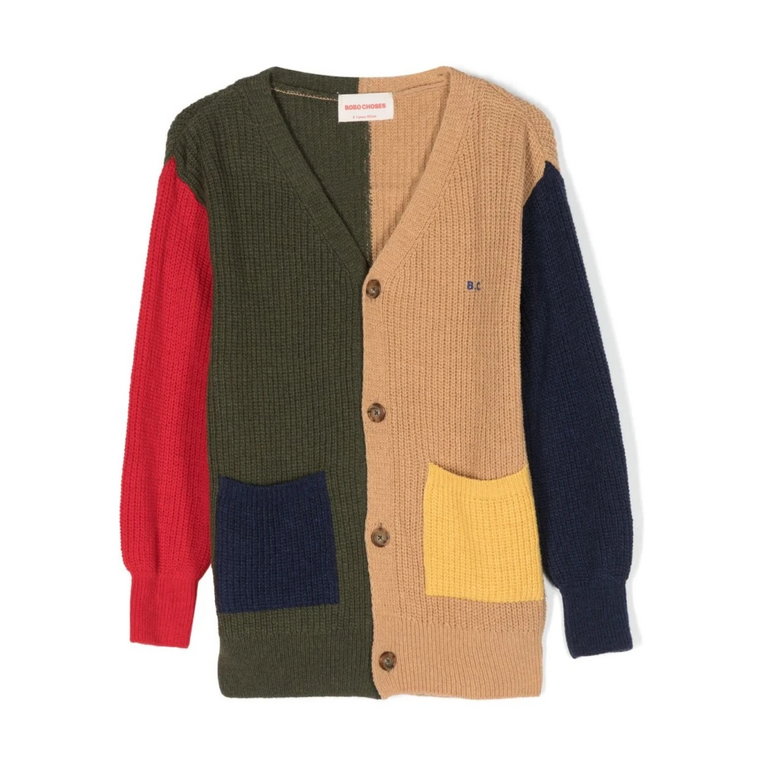 Khaki Color Block Cardigan Bobo Choses