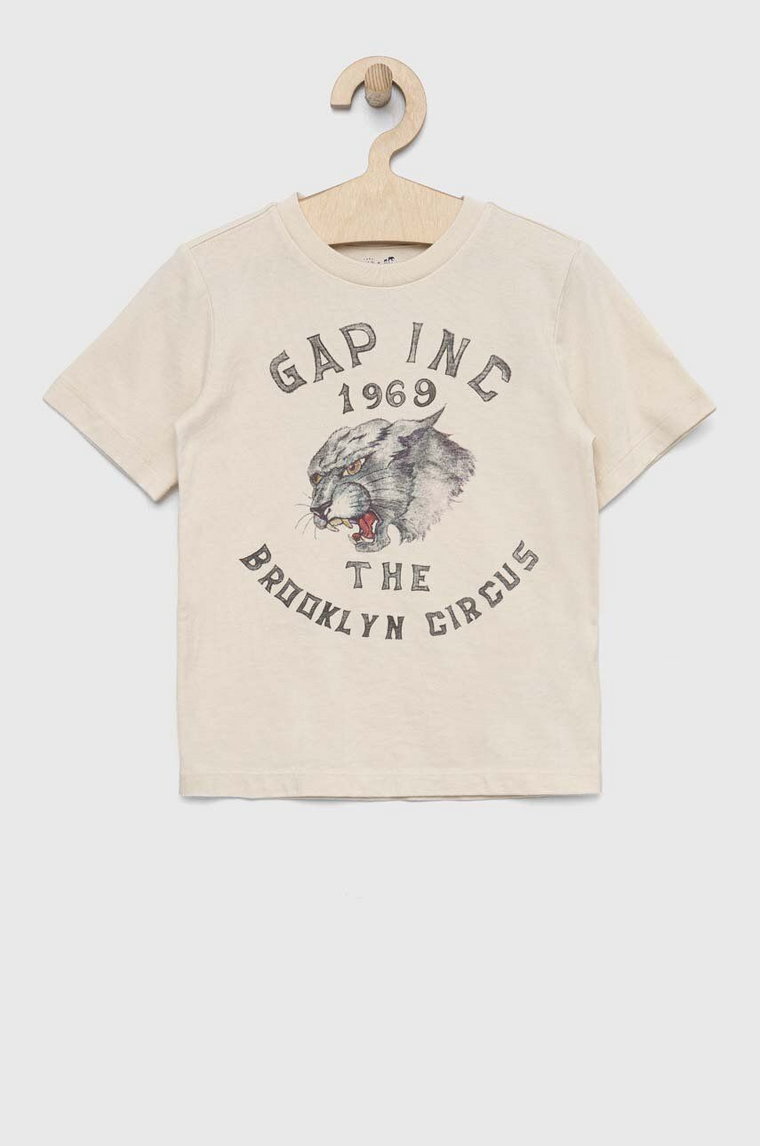 GAP t-shirt bawełniany dziecięcy x BKC kolor beżowy gładki