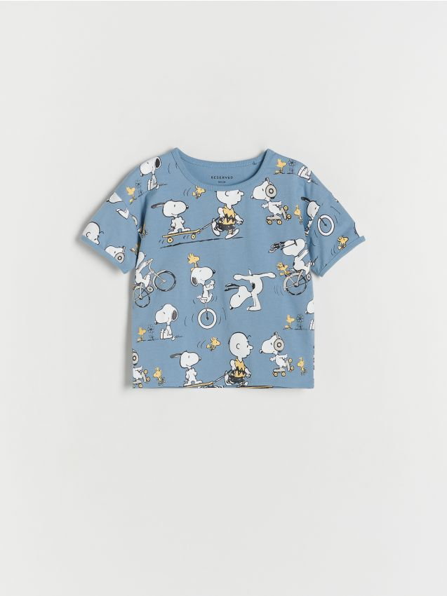 Reserved - T-shirt oversize Snoopy - niebieski