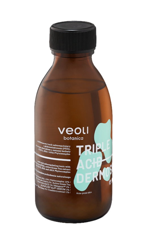 Veoli Botanica Triple Acid Dermo Solution - Multikwasowy tonik seboregulujący 150ml