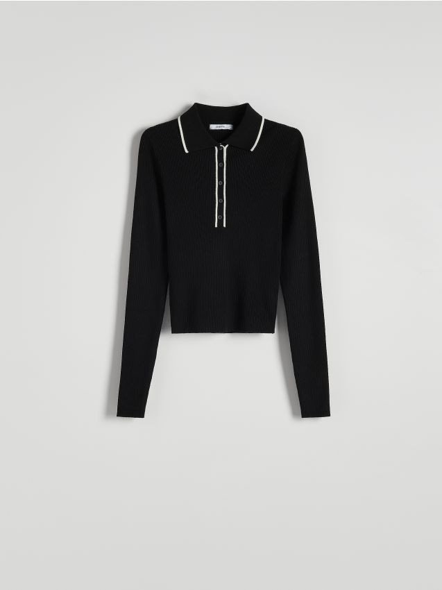 Reserved - Sweter polo - czarny