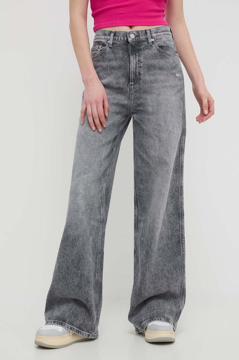 Tommy Jeans jeansy damskie kolor szary DW0DW17607