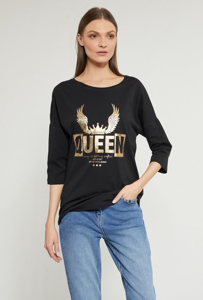 T-shirt damski z napisem Queen