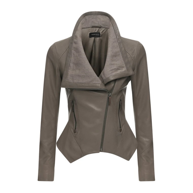 Ella - Grey Leather Jacket Vespucci by VSP