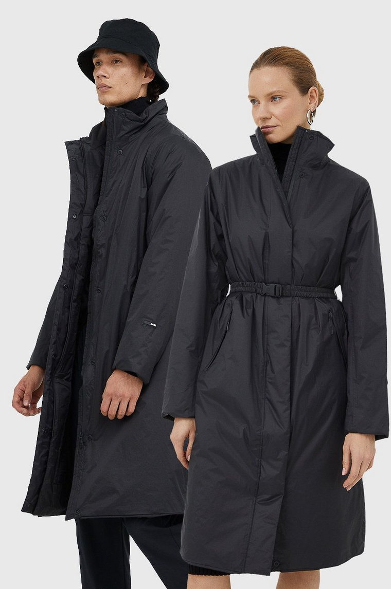 Rains kurtka 15500 Long Padded Nylon W Coat kolor czarny przejściowa 15500.01-01.Black
