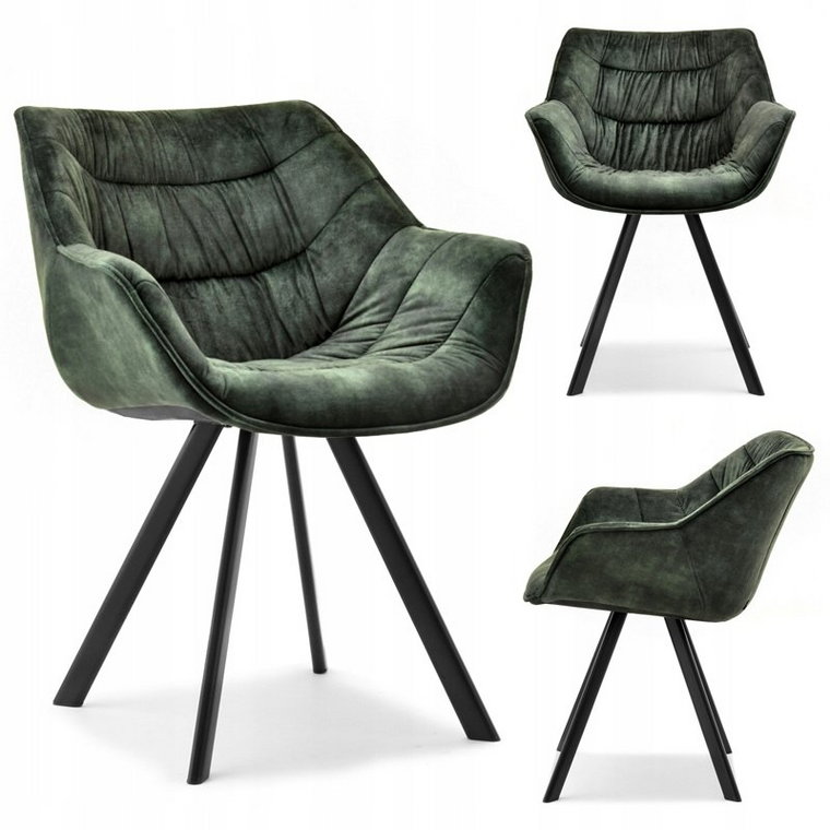 Komfortowe Krzesło Z Wygodnymi Podłokietnikami Nadia Zielony Welur