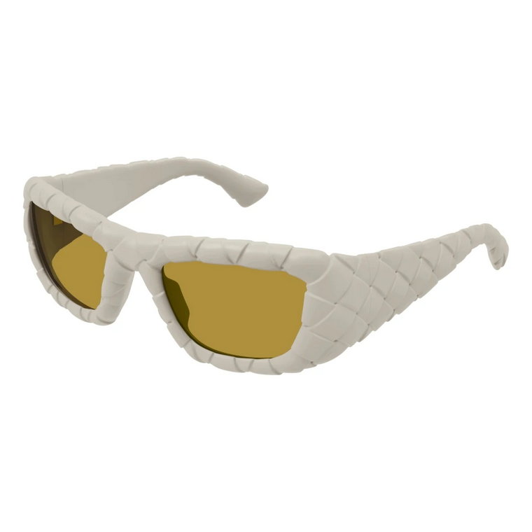 Prostokątne białe okulary przeciwsłoneczne z wzorem plecionki Bottega Veneta