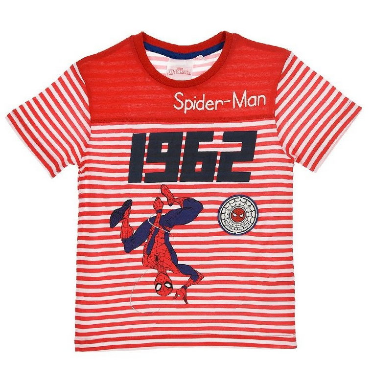 Czerwony t-shirt w paski dla chłopca Spider-Man Marvel