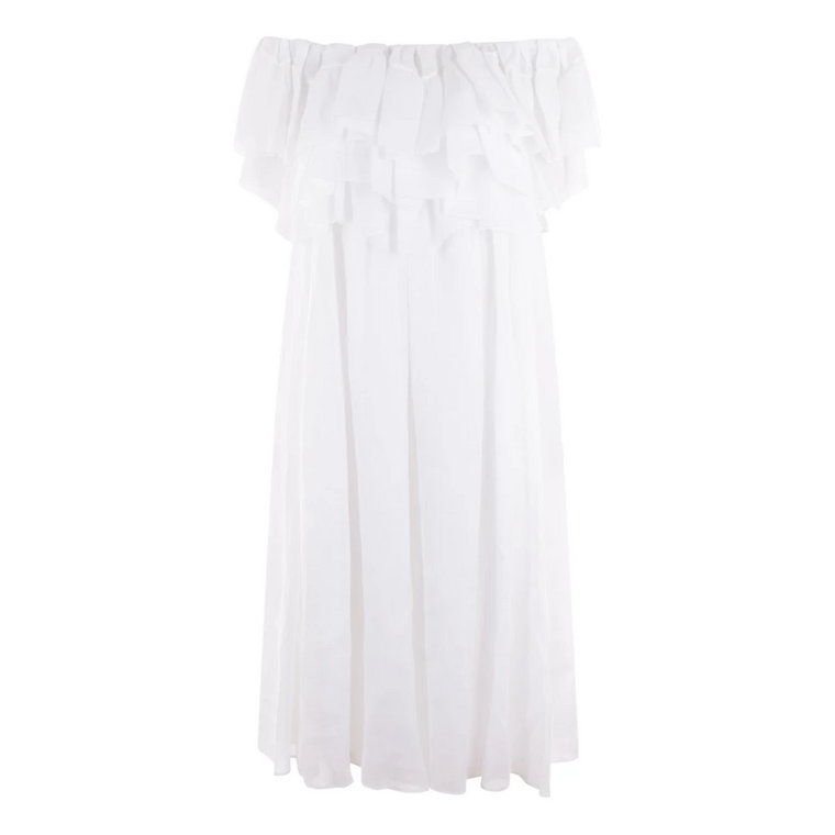 Biała plisowana sukienka z woalu Chloé