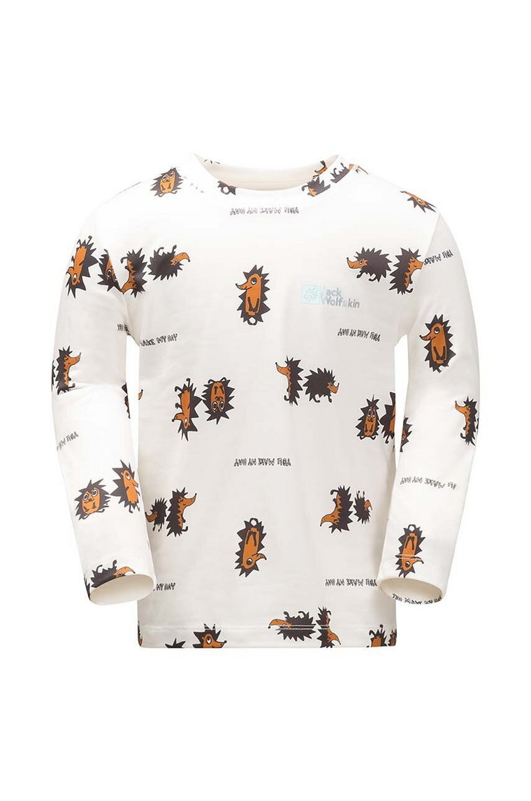 Jack Wolfskin longsleeve dziecięcy GLEEL PRINT kolor beżowy wzorzysty