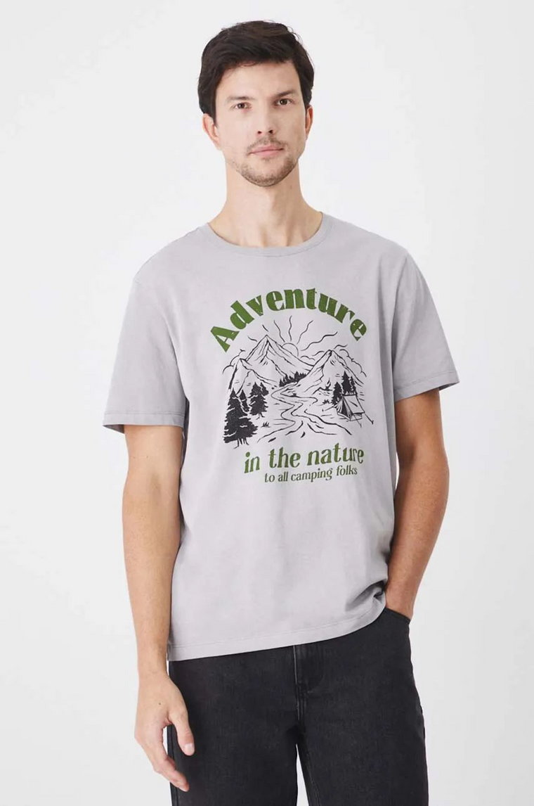 Medicine t-shirt bawełniany męski kolor szary z nadrukiem