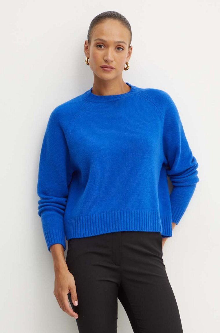 Weekend Max Mara sweter wełniany damski kolor niebieski  2425366162600