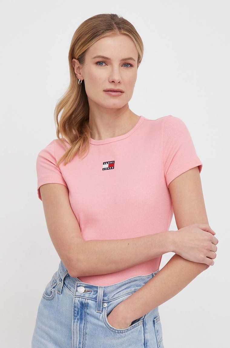 Tommy Jeans t-shirt damski kolor różowy DW0DW17881