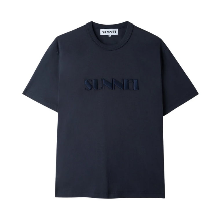 Niebieska koszulka z haftowanym logo Sunnei