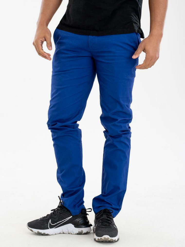 Spodnie Materiałowe Chino Royal Blue Classic Regular Niebieskie