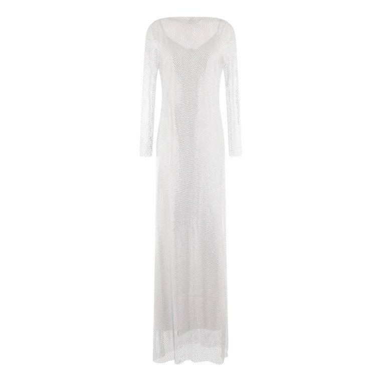 Biała sukienka z haftem i odpinanym satynowym podszewką Max Mara