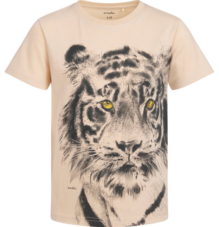 T-shirt Koszulka dziecięca chłopięca Bawełna 134  Tygrys brzoskwinia Endo