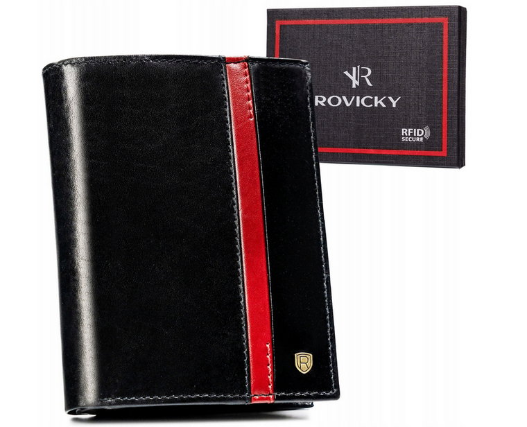 Duży, skórzany portfel męski z systemem RFID bez zapięcia zewnętrznego - Rovicky