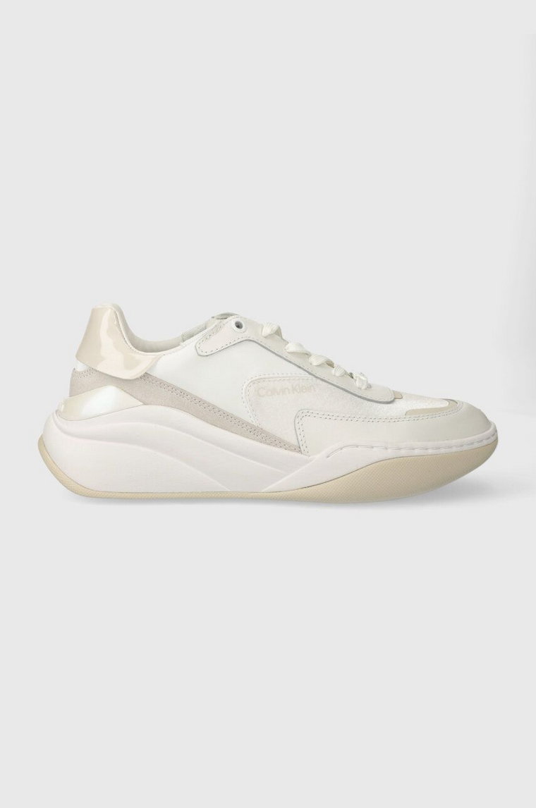 Calvin Klein sneakersy CLOUD WEDGE LACE UP-PEARLIZED kolor biały HW0HW02040