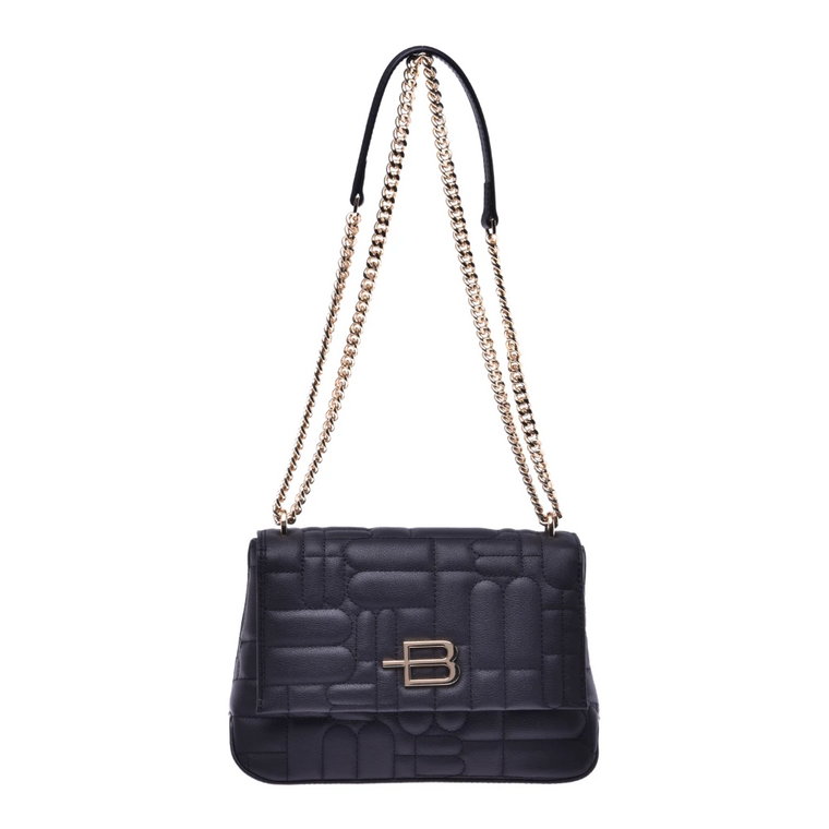 Black leather shoulder bag Baldinini