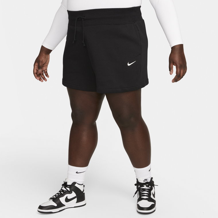 Damskie spodenki o luźnym kroju z wysokim stanem Nike Sportswear Phoenix Fleece (duże rozmiary) - Czerń