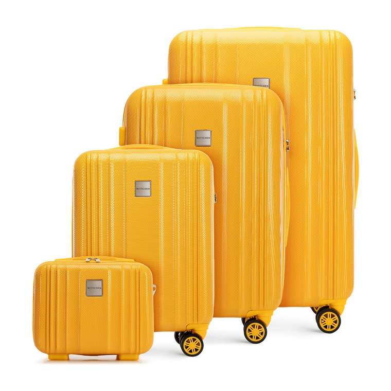 Komplet walizek z polikarbonu plaster miodu żółty