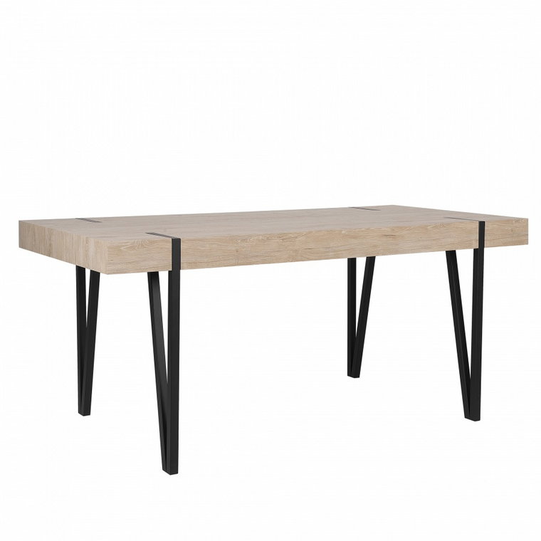 Stół do jadalni 180 x 90 cm jasne drewno z czarnym ADENA kod: 4251682217736