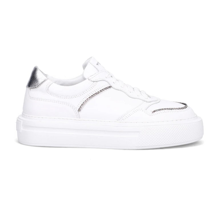 Białe Skórzane Sneakersy Damskie Tosca Blu