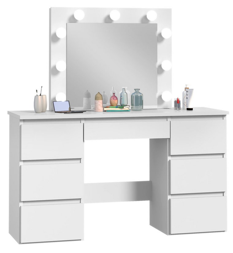 Toaletka z lustrem LED biała kosmetyczna z szufladami Beta 4 9 Led