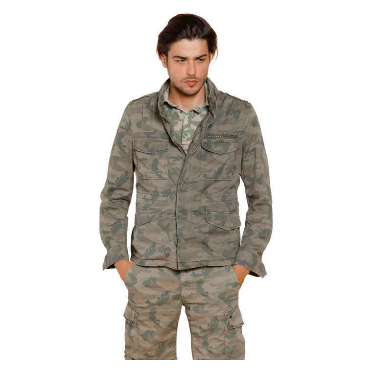 Kurtka Polowa w Camouflage z Bawełny dla Mężczyzn Mason's