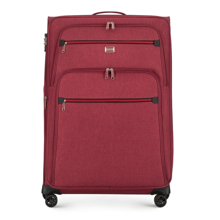 Duża walizka z kolorowym suwakiem bordowa