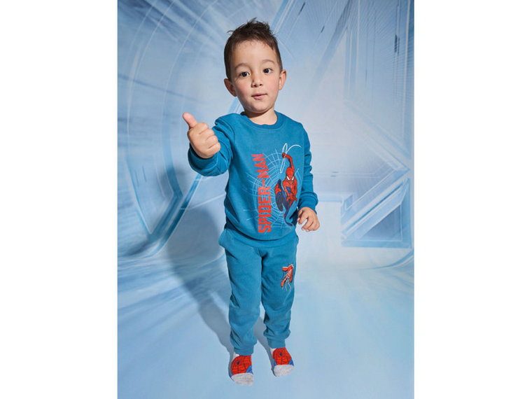 Spodnie dresowe chłopięce z bohaterami bajek (98/104, Spiderman/ niebieski)