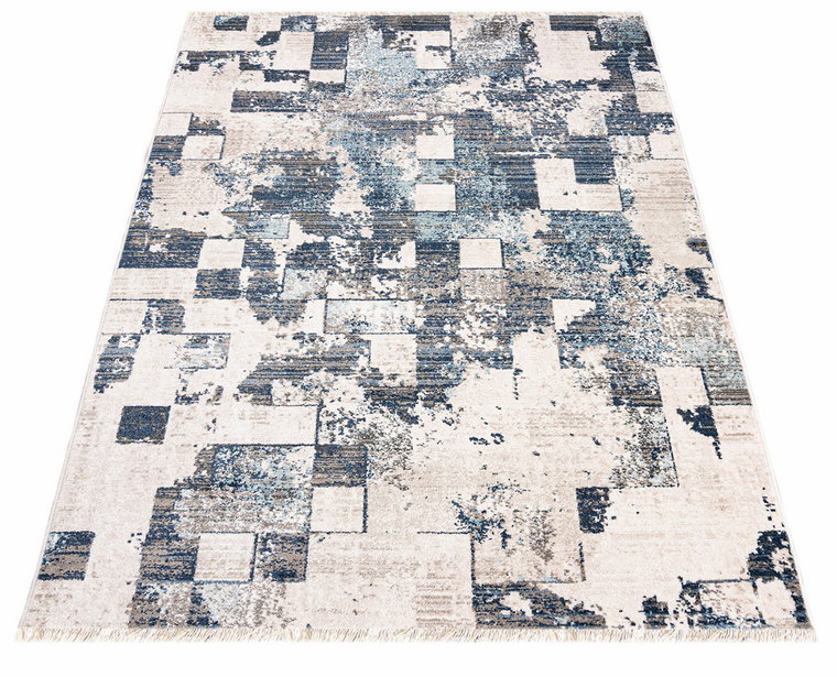 Jasnoszary dywan w nowoczesną kratę - Bodi 6X