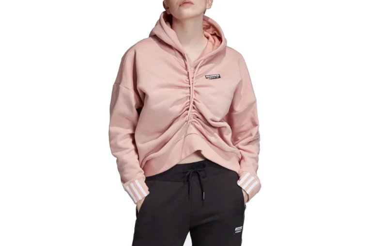 adidas Ruched Hoodie EC0782, Damskie, Różowe, bluzy, bawełna, rozmiar: 32