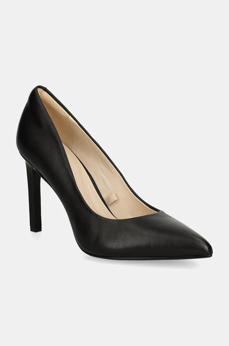 Calvin Klein szpilki skórzane HEEL PUMP 90 LTH kolor czarny HW0HW02171