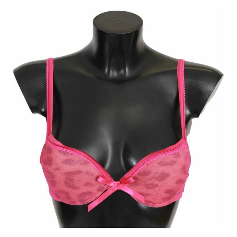 Roberto Cavalli Pink Leopard Nylon Push Up Bra Underwear Roberto Cavalli