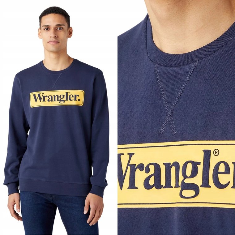 Wrangler SEASONAL CREW Navy GRANATOWA BLUZA Z LOGO REGULAR FIT XL