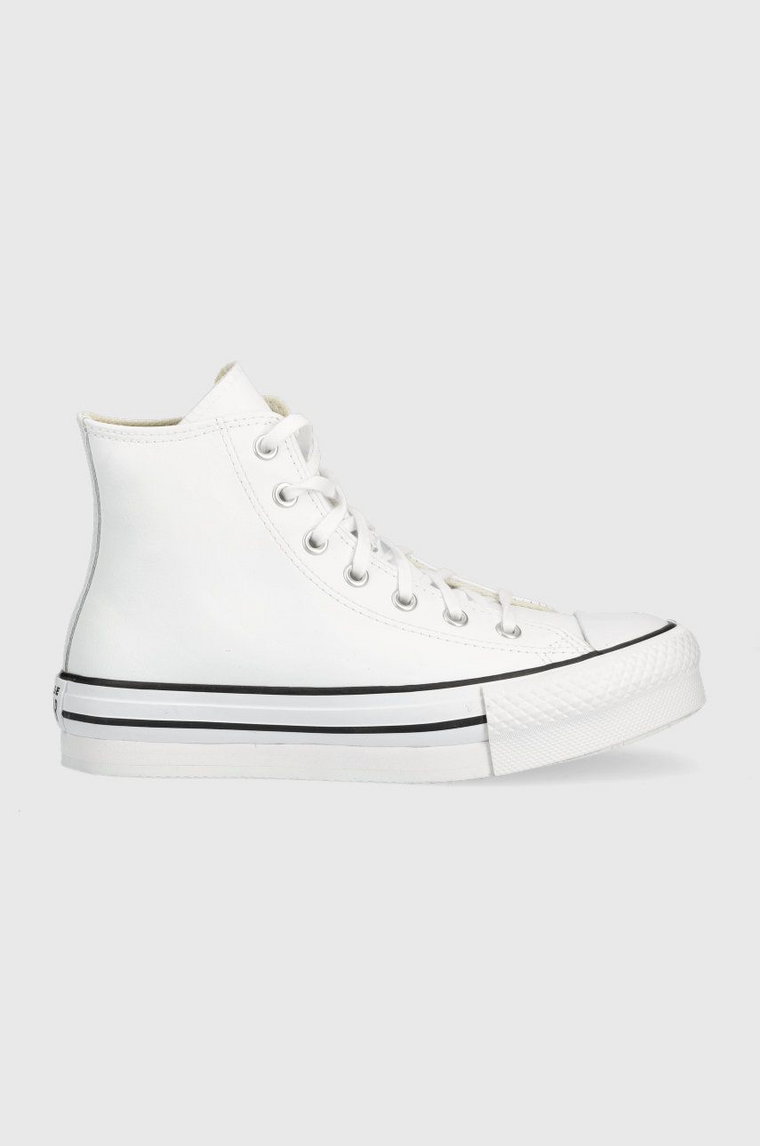 Converse trampki skórzane dziecięce Chuck Taylor All Star EVA Lift kolor biały