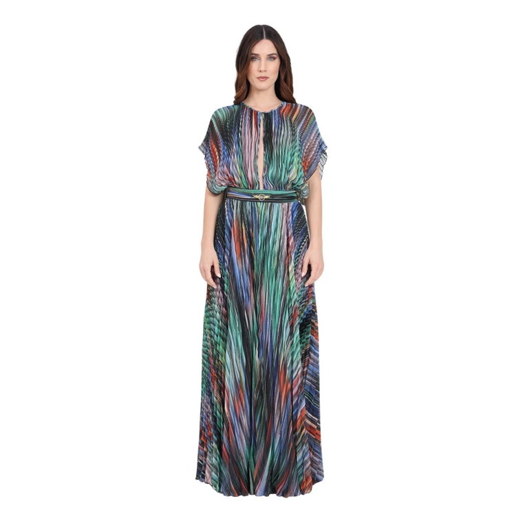 Wielokolorowa Sukienka Maxi z Georgette i Lurexem Just Cavalli