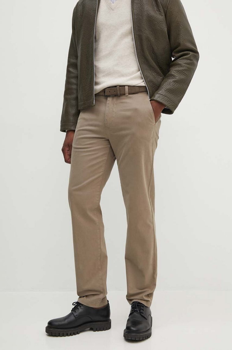 Gant spodnie męskie kolor brązowy proste 1505231
