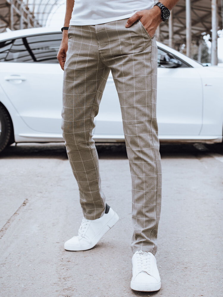 Spodnie męskie casual jasnobrązowe Dstreet UX4385