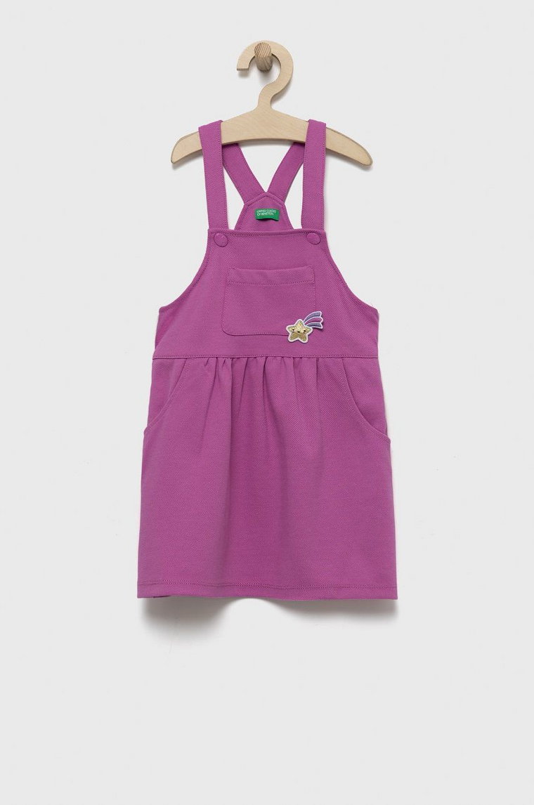 United Colors of Benetton sukienka dziecięca kolor fioletowy mini rozkloszowana
