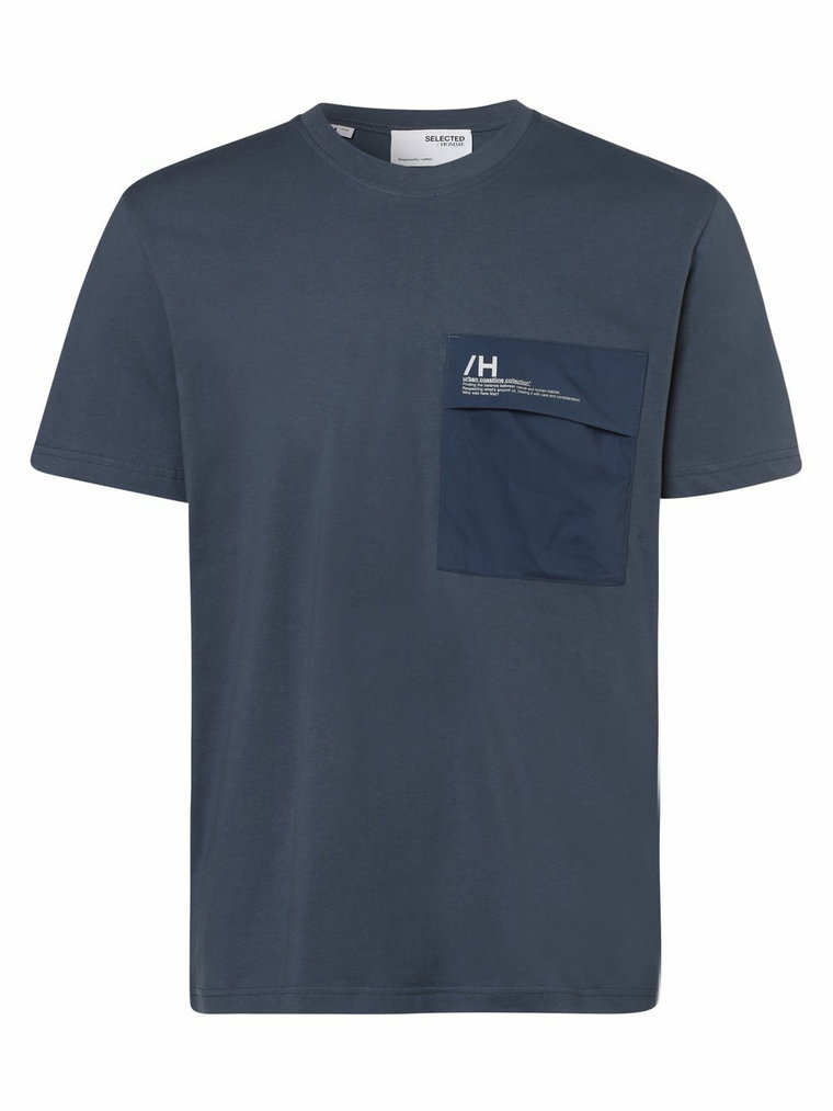 Selected - T-shirt męski  SLHRelaxgoia, niebieski