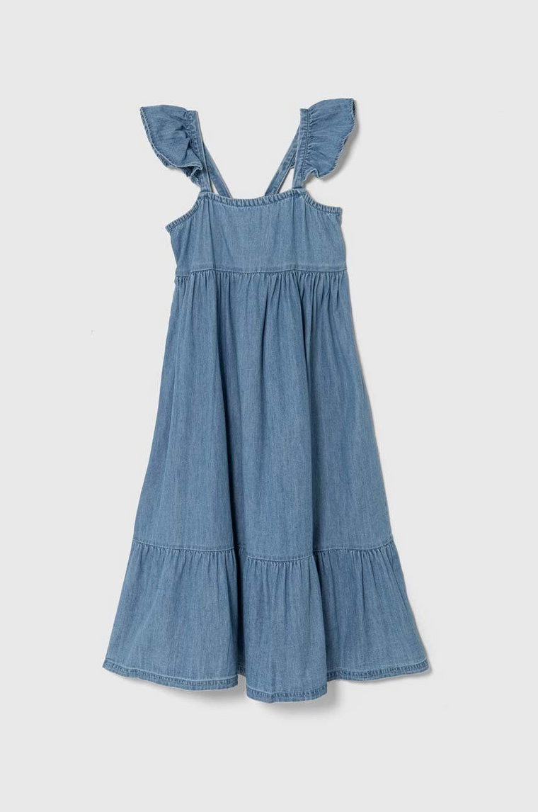 zippy sukienka bawełniana dziecięca kolor niebieski midi rozkloszowana