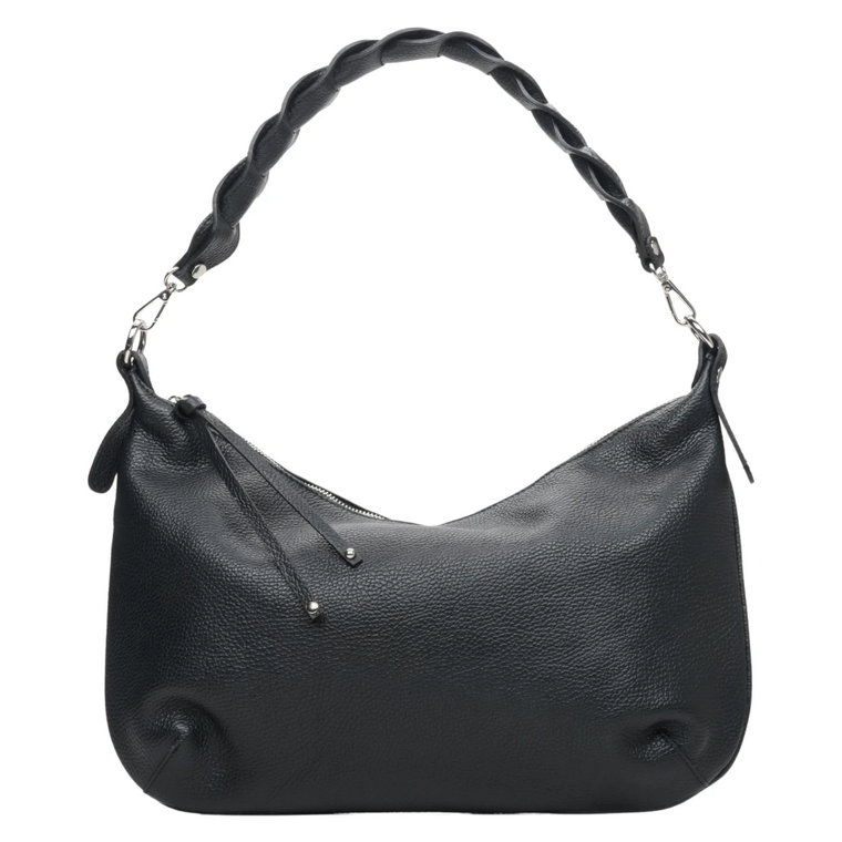 Small Black Leather Womens Shoulder Bag Made in Italy Estro Er00113001 Estro