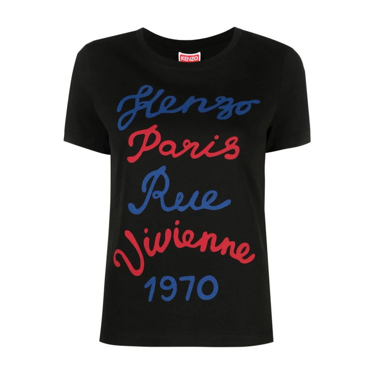 Czarne T-shirty i Pola z nadrukami 'Rue Vivienne' i Kenzo Paris Kenzo