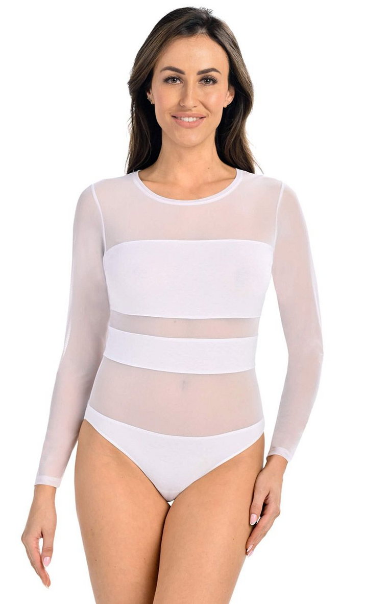 Białe body damskie Stripy, Kolor biały, Rozmiar L, Teyli