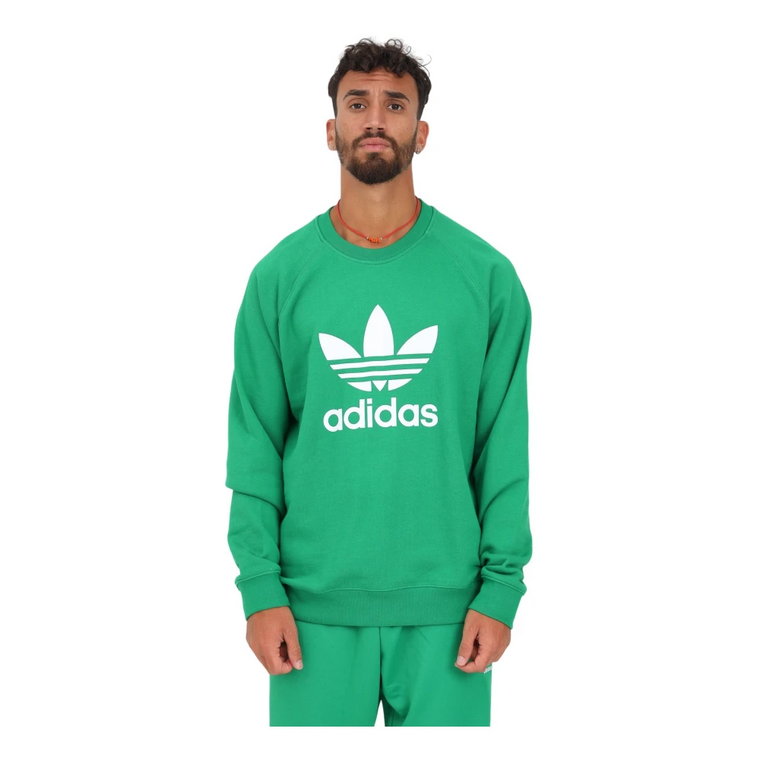 Zielone Swetry z Białym Logo Adidas Originals